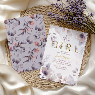 Elegant Gold Floral It's a Girl Baby Shower Invitation