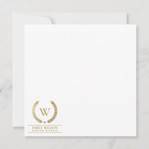 ELEGANT GOLD FLORAL LAUREL WREATH INITIAL COPERATE CARD