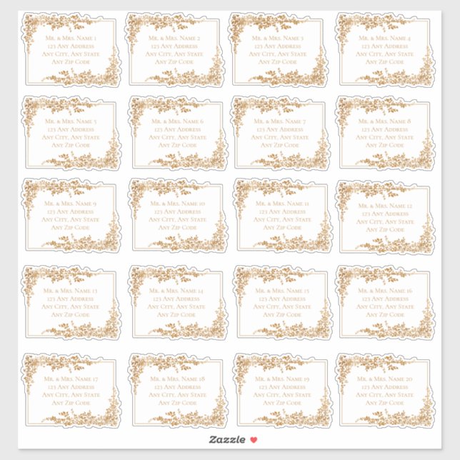 Elegant Gold Floral Leaf Address Labels (Sheet)