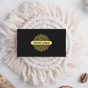 Elegant Gold Floral Logo Business Card