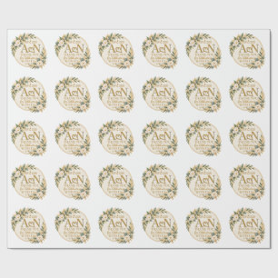 Elegant Gold Floral Monogram Wedding Wrapping Paper