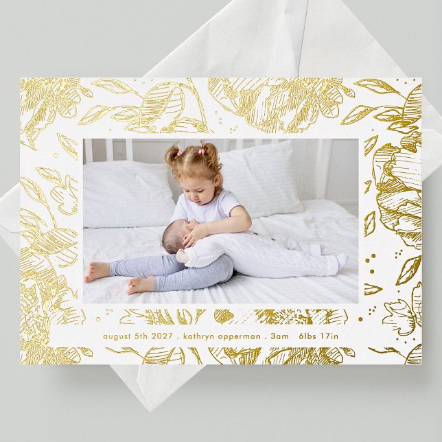 elegant gold floral newborn 4 photo baby birth (Creator Uploaded)