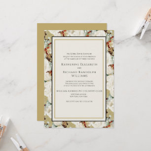 Elegant Gold Floral One Venue Wedding Invitation