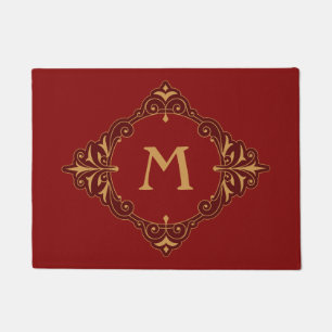Elegant gold floral ornament design doormat