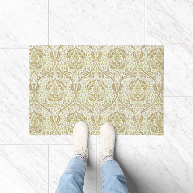 Elegant Gold Floral Pattern Doormat (Indoor)