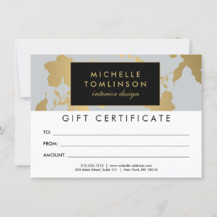 Elegant Gold Floral Pattern Gift Certificate