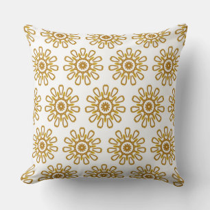 Elegant Gold Floral Pattern Throw Pillow