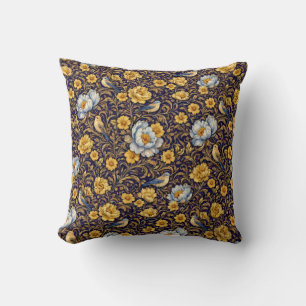 Elegant Gold Floral Pattern Throw PillThrow Pillow