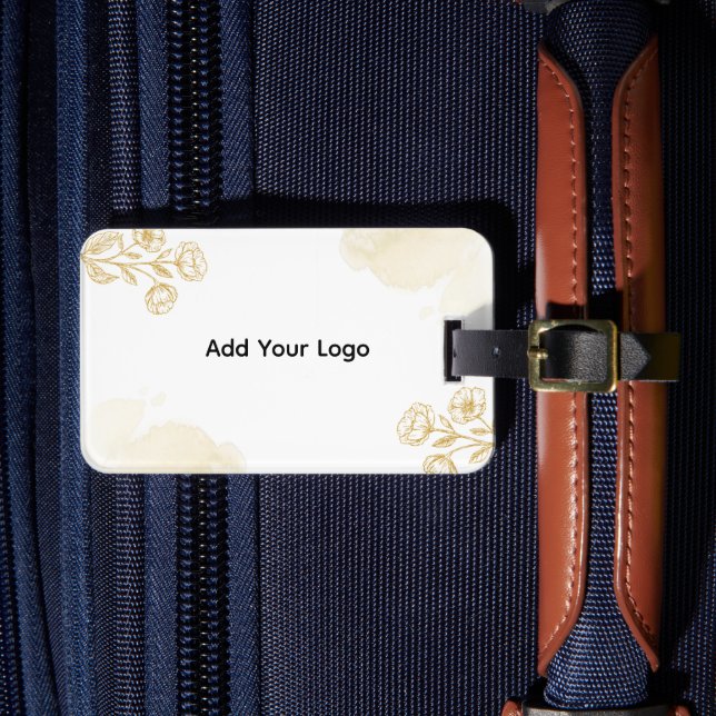 Elegant Gold Floral Personalised Luggage Tag | Cus (Front Insitu 4)