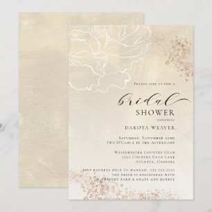 Elegant Gold Floral Photo Bridal Shower Invitation