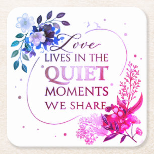 Elegant Gold Floral Quote Art Square Paper Coaster