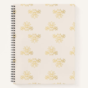 Elegant Gold Floral Royal Lotus Spiral Notebook