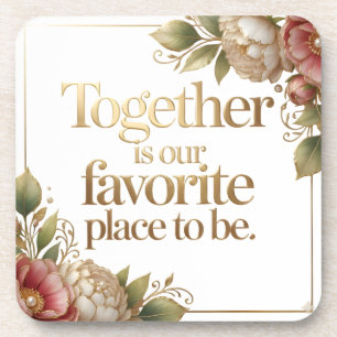 Elegant Gold Floral Typography – Coaster