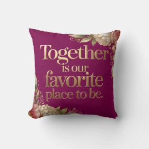 Elegant Gold Floral Typography Cushion