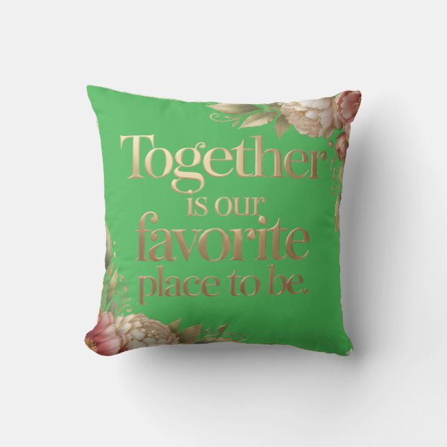 Elegant Gold Floral Typography Cushion (Front)