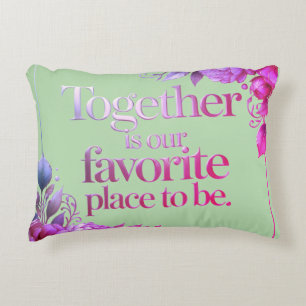Elegant Gold Floral Typography Decorative Cushion