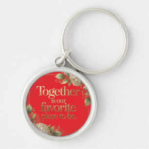 Elegant Gold Floral Typography Key Ring