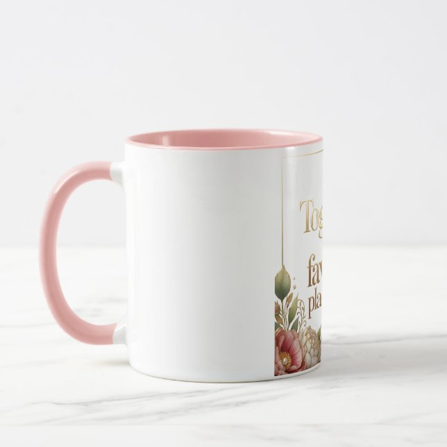 Elegant Gold Floral Typography Mug (Left)