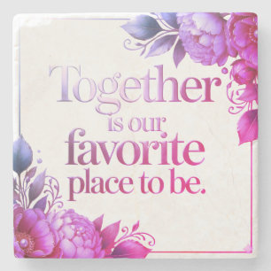 Elegant Gold Floral Typography – Stone Coaster