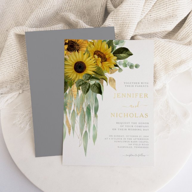 Elegant Gold Floral Wedding   (Elegant Gold Floral Wedding Foil Invitation)