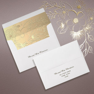 Elegant Gold Floral Wedding Envelope