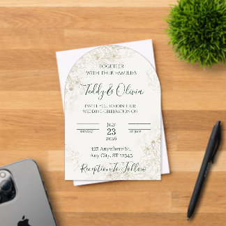Elegant Gold Floral Wedding Invitation