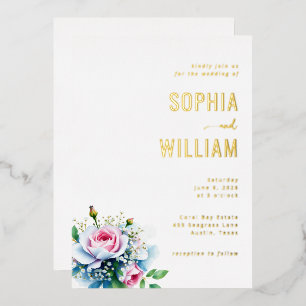 Elegant Gold Floral Wedding Invitation