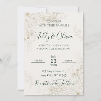 Elegant Gold Floral Wedding Invitation