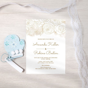 Elegant Gold Floral Wedding Invitation