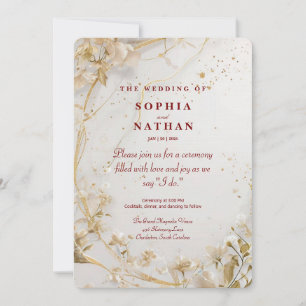 Elegant Gold Floral Wedding Invitation