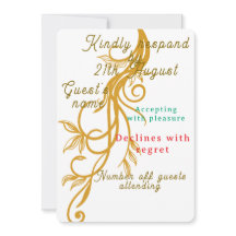 Elegant Gold Floral Wedding RSVP Card