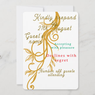 Elegant Gold Floral Wedding RSVP Card