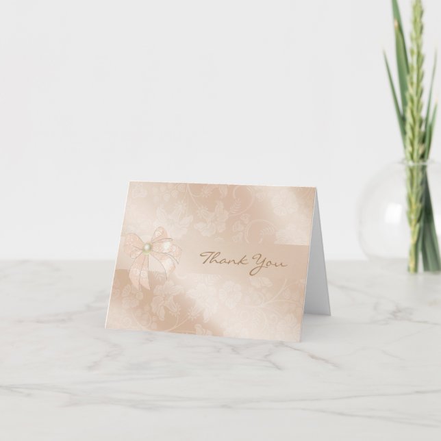 Elegant gold floral Wedding Thank You Card (Front)