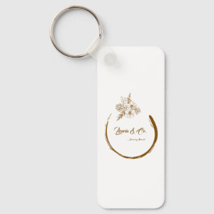 Elegant Gold Floral Wreath Custom Key Ring