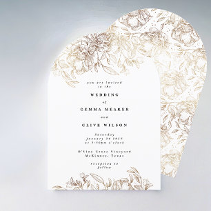 Elegant Gold Florals Arch Wedding Invitation