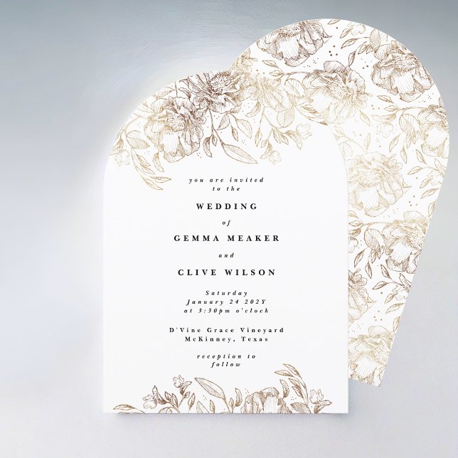 Elegant Gold Florals Arch Wedding Invitation (Creator Uploaded)
