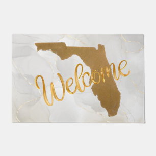Elegant Gold Florida State Map Welcome Doormat