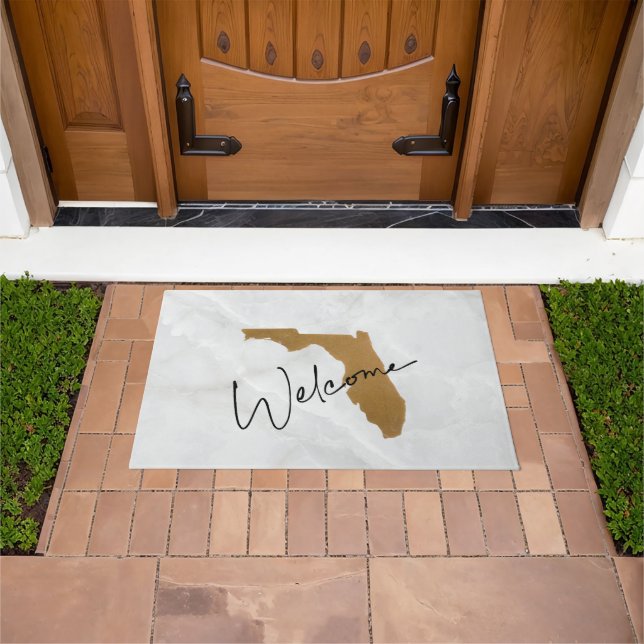 Elegant Gold Florida State Map Welcome Doormat (Outdoor)