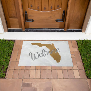Elegant Gold Florida State Map Welcome Doormat