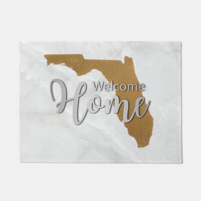 Elegant Gold Florida State Map Welcome Home Doormat (Front)