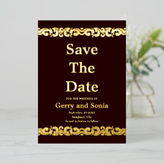 Elegant Gold Flourish Wedding Foil Save The Date 