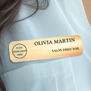 Elegant Gold Flow Magnetic Name Badge