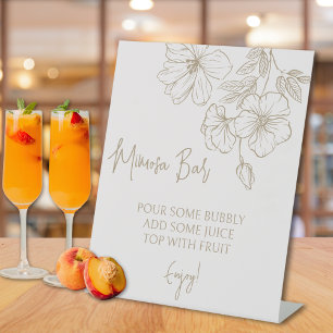 Elegant Gold Flower Mimosa Bridal Shower Pedestal Sign