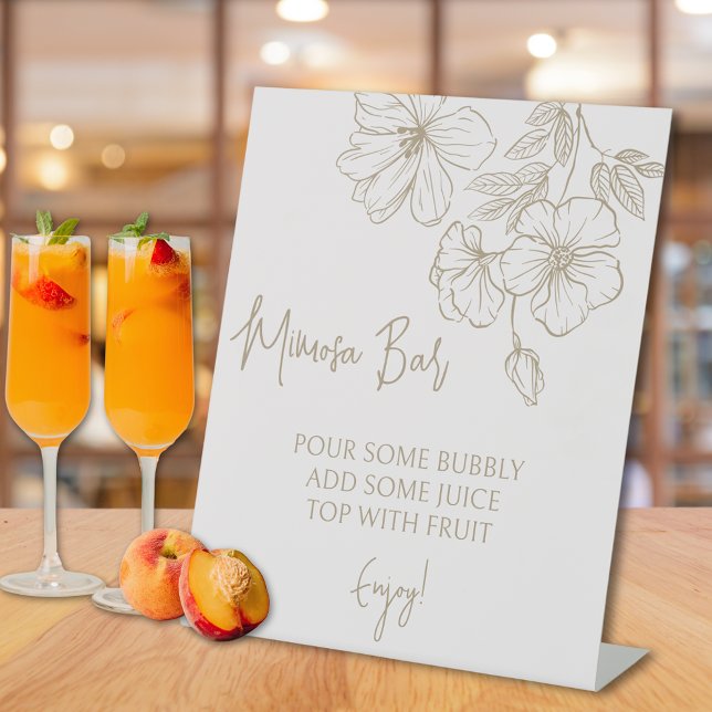 Elegant Gold Flower Mimosa Bridal Shower Pedestal Sign (Elegant Gold Flower Mimosa Bridal Shower Pedestal Sign)