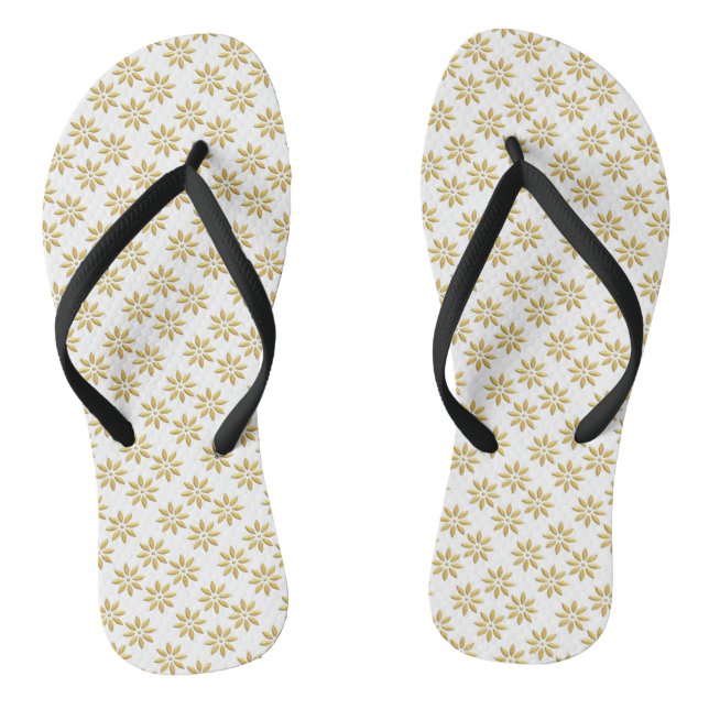 Elegant gold flowers pattern white jandals (Footbed)