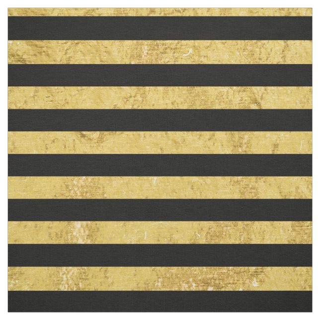 Elegant Gold Foil and Black Stripe Pattern Fabric (Swatch)