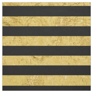 Elegant Gold Foil and Black Stripe Pattern Fabric