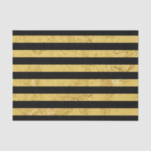 Elegant Gold Foil and Black Stripe Pattern Tissue Paper