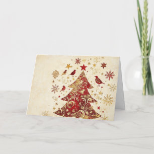 Elegant Gold Foil and Glitter Christmas Tree Card