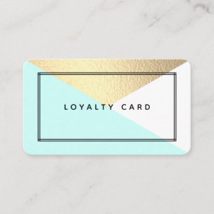Elegant Gold Foil & Aqua Modern Geometric Style Loyalty Card